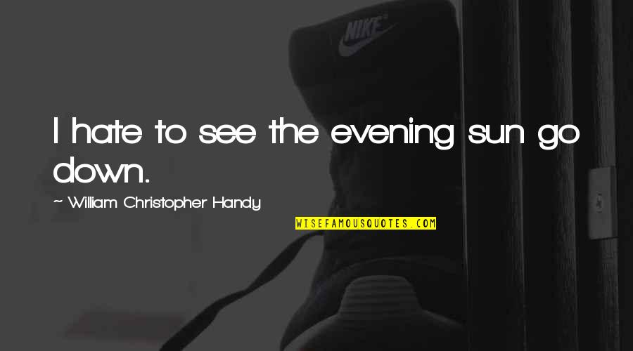 Evaggelia Sklavenitis Quotes By William Christopher Handy: I hate to see the evening sun go Evaggelia Sklavenitis Quotes By William Christopher Handy: I hate to see the evening sun go