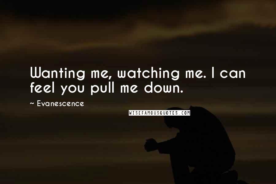 Evanescence quotes: Wanting me, watching me. I can feel you pull me down.