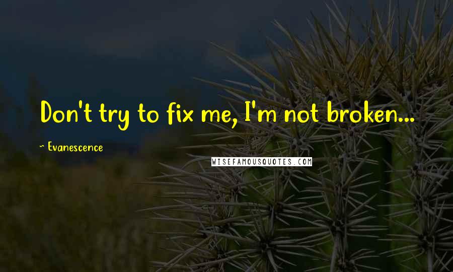 Evanescence quotes: Don't try to fix me, I'm not broken...