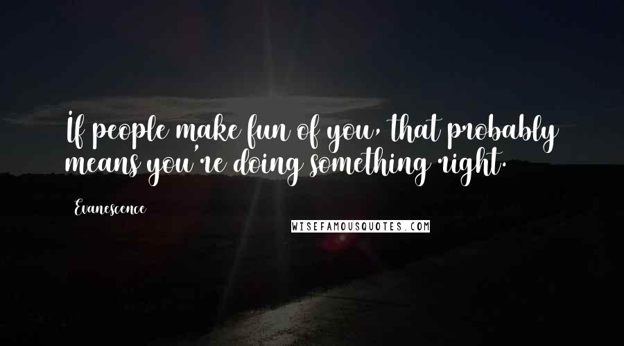 Evanescence quotes: If people make fun of you, that probably means you're doing something right.