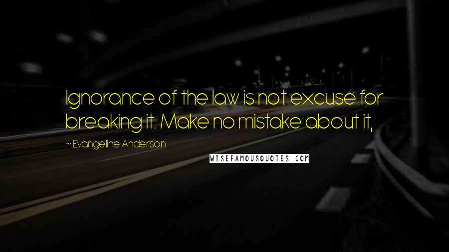 Evangeline Anderson quotes: Ignorance of the law is not excuse for breaking it. Make no mistake about it,