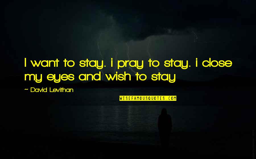 Evaporacion Concepto Quotes By David Levithan: I want to stay. i pray to stay.