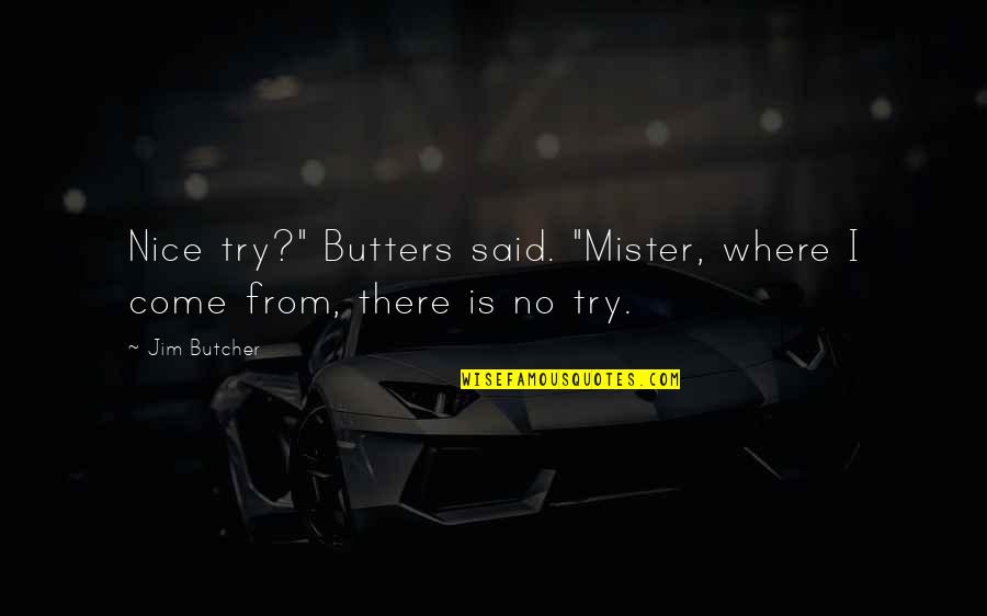Evasively Quotes By Jim Butcher: Nice try?" Butters said. "Mister, where I come
