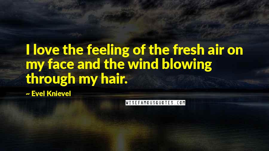 Evel Knievel quotes: I love the feeling of the fresh air on my face and the wind blowing through my hair.