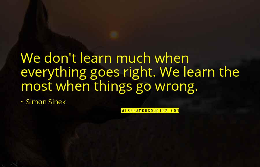 Even Everything Goes Wrong Quotes By Simon Sinek: We don't learn much when everything goes right.