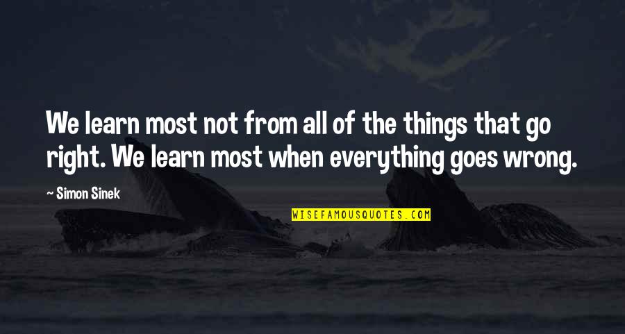 Even Everything Goes Wrong Quotes By Simon Sinek: We learn most not from all of the