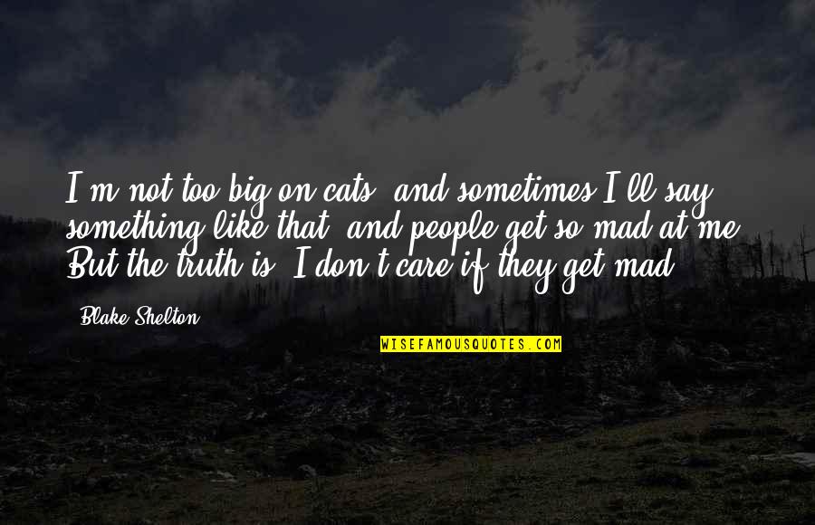 Even If Your Mad At Me Quotes By Blake Shelton: I'm not too big on cats, and sometimes