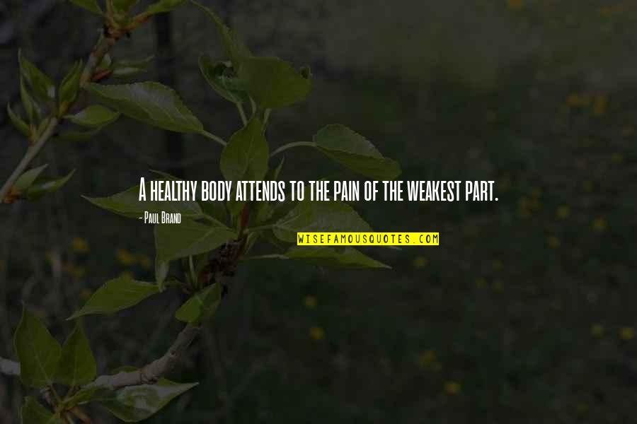 Even The Weakest Quotes By Paul Brand: A healthy body attends to the pain of