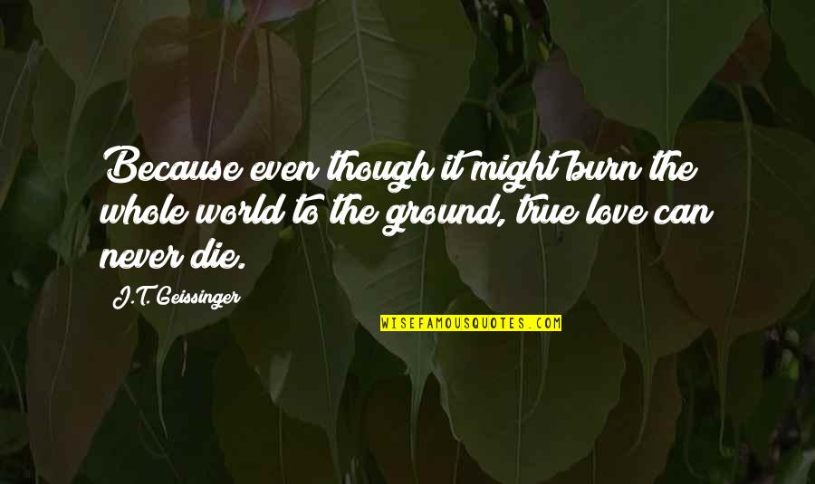 Even Though Love Quotes By J.T. Geissinger: Because even though it might burn the whole