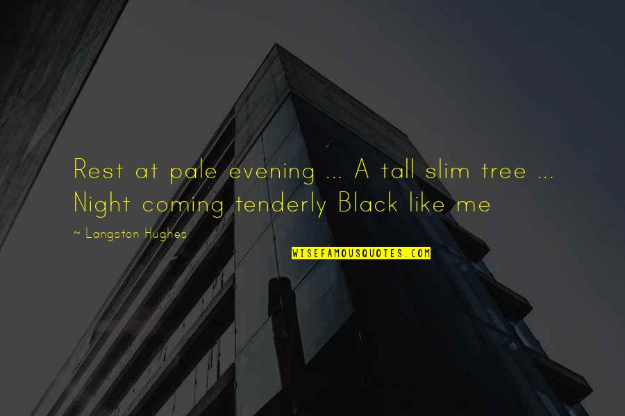 Evening And Night Quotes By Langston Hughes: Rest at pale evening ... A tall slim