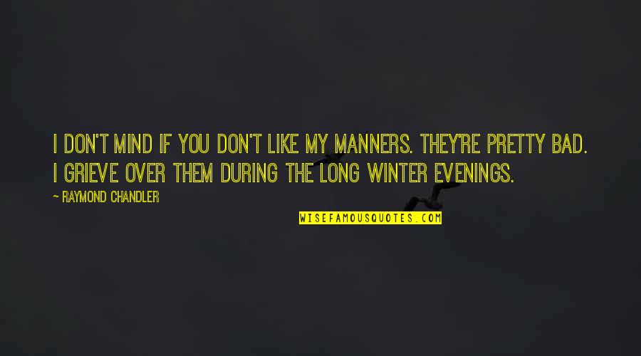 Evenings Quotes By Raymond Chandler: I don't mind if you don't like my