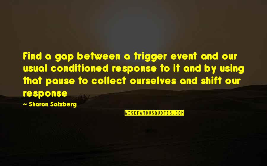 Event Quotes By Sharon Salzberg: Find a gap between a trigger event and Event Quotes By Sharon Salzberg: Find a gap between a trigger event and
