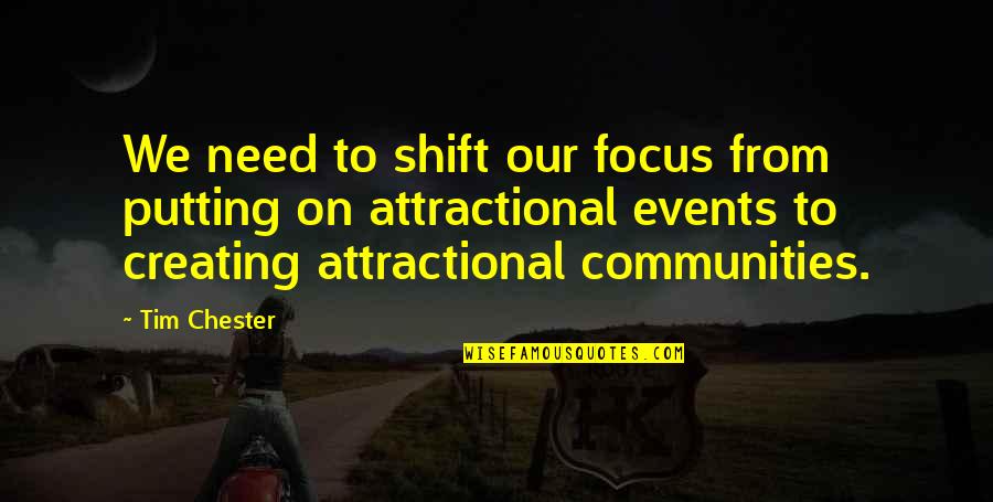 Events On Quotes By Tim Chester: We need to shift our focus from putting