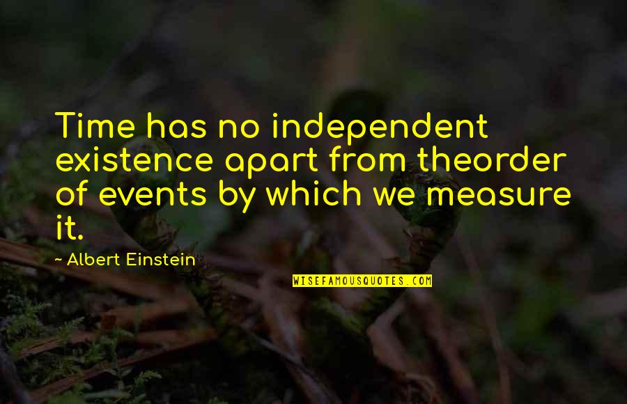 Events Quotes By Albert Einstein: Time has no independent existence apart from theorder