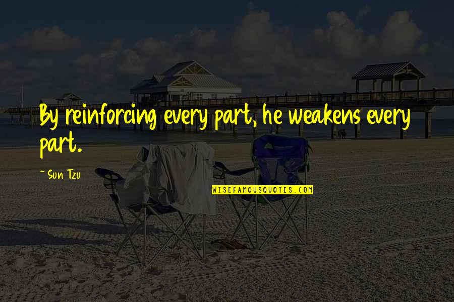 Eventsour Quotes By Sun Tzu: By reinforcing every part, he weakens every part.