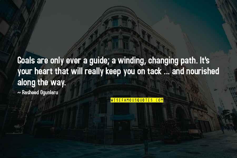 Ever Changing Life Quotes By Rasheed Ogunlaru: Goals are only ever a guide; a winding,