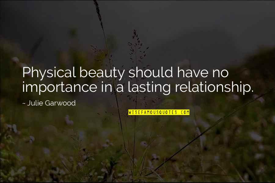 Ever Lasting Relationship Quotes By Julie Garwood: Physical beauty should have no importance in a