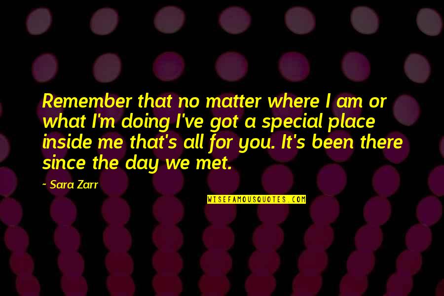 Ever Since The Day We Met Quotes By Sara Zarr: Remember that no matter where I am or