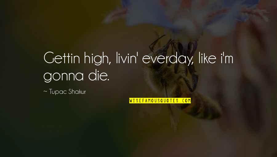 Everday Quotes By Tupac Shakur: Gettin high, livin' everday, like i'm gonna die.