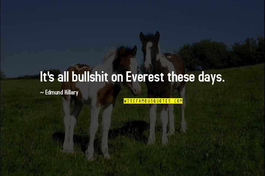 Everest Climbing Quotes By Edmund Hillary: It's all bullshit on Everest these days. Everest Climbing Quotes By Edmund Hillary: It's all bullshit on Everest these days.