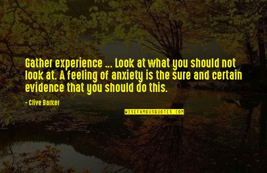 Everick Brown Quotes By Clive Barker: Gather experience ... Look at what you should