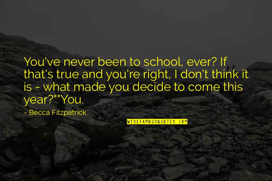 Everlasting Smile Quotes By Becca Fitzpatrick: You've never been to school, ever? If that's