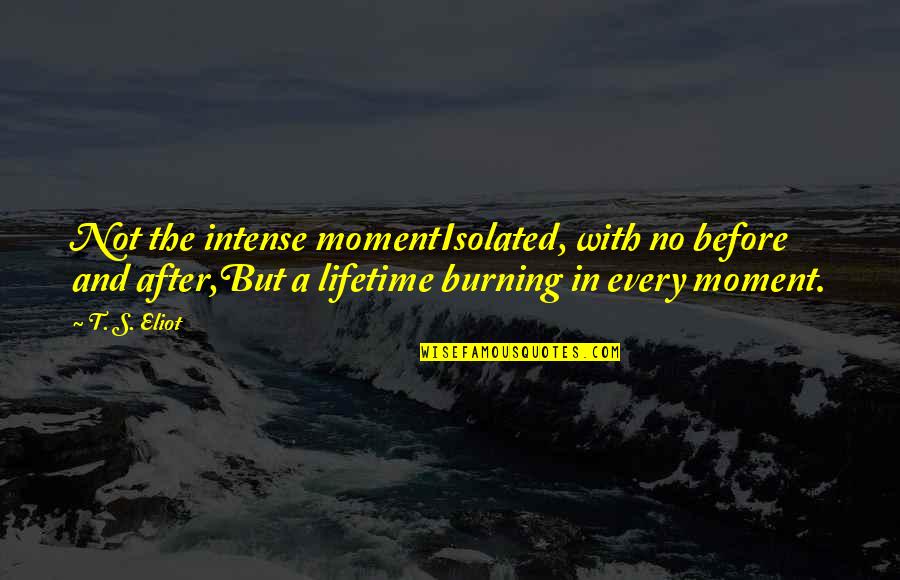 Every Moment Quotes By T. S. Eliot: Not the intense momentIsolated, with no before and