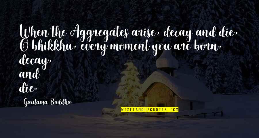 Every Moment You Quotes By Gautama Buddha: When the Aggregates arise, decay and die, O Every Moment You Quotes By Gautama Buddha: When the Aggregates arise, decay and die, O