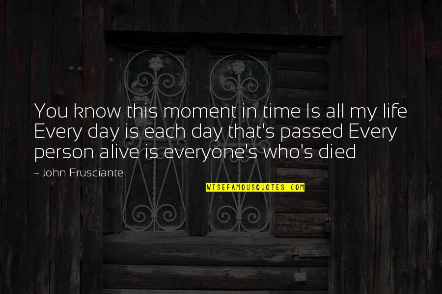Every Moment You Quotes By John Frusciante: You know this moment in time Is all Every Moment You Quotes By John Frusciante: You know this moment in time Is all