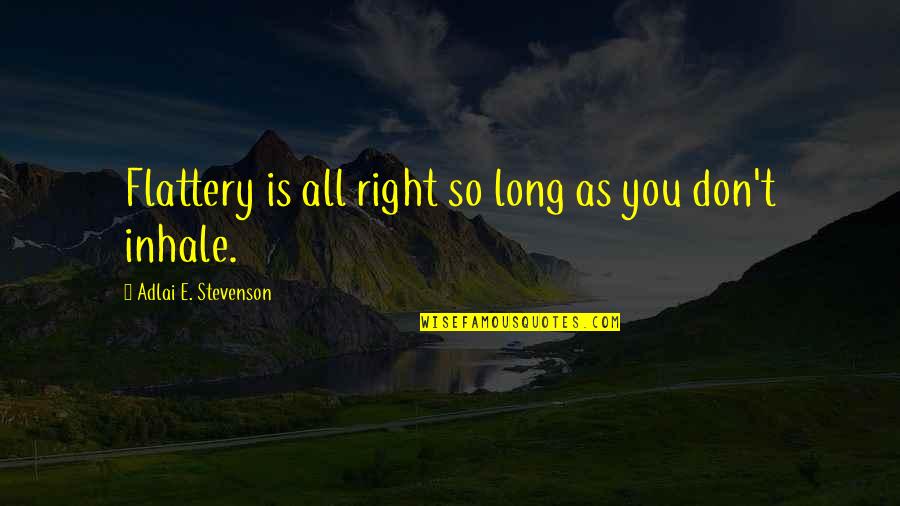 Everyday Is A Great Day Quotes By Adlai E. Stevenson: Flattery is all right so long as you