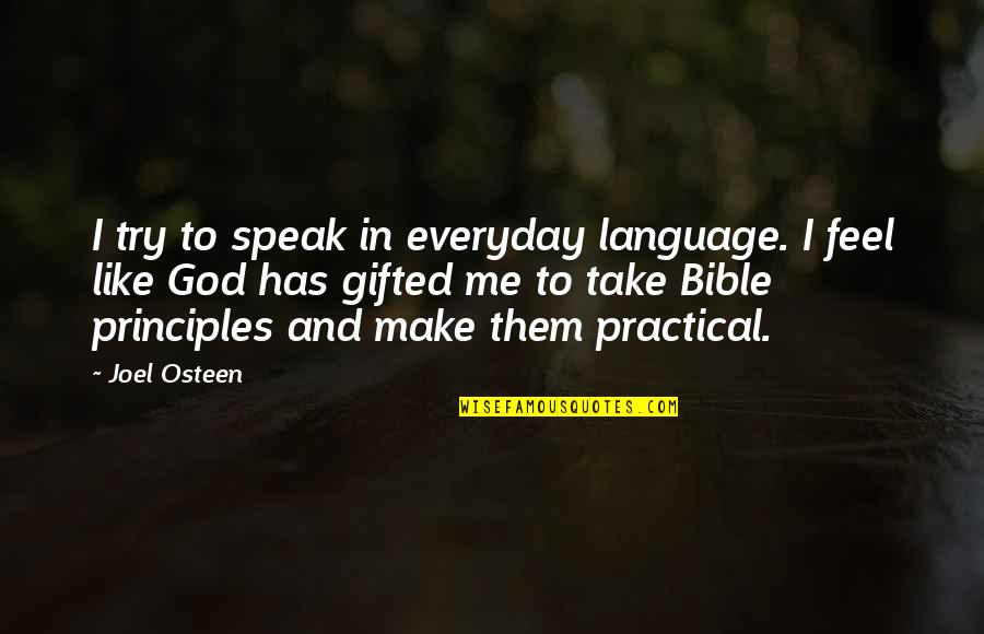 Everyday Quotes By Joel Osteen: I try to speak in everyday language. I