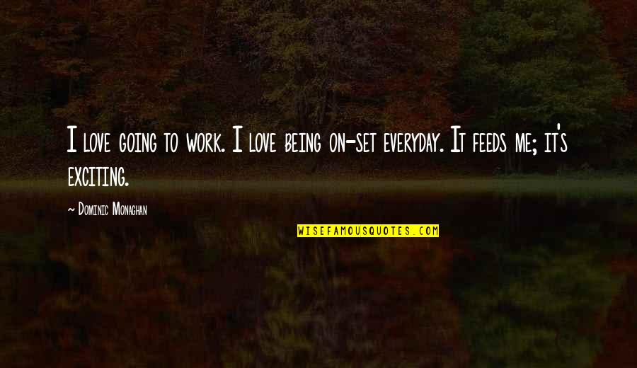 Everyday's Quotes By Dominic Monaghan: I love going to work. I love being