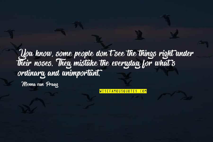 Everyday's Quotes By Menna Van Praag: You know, some people don't see the things