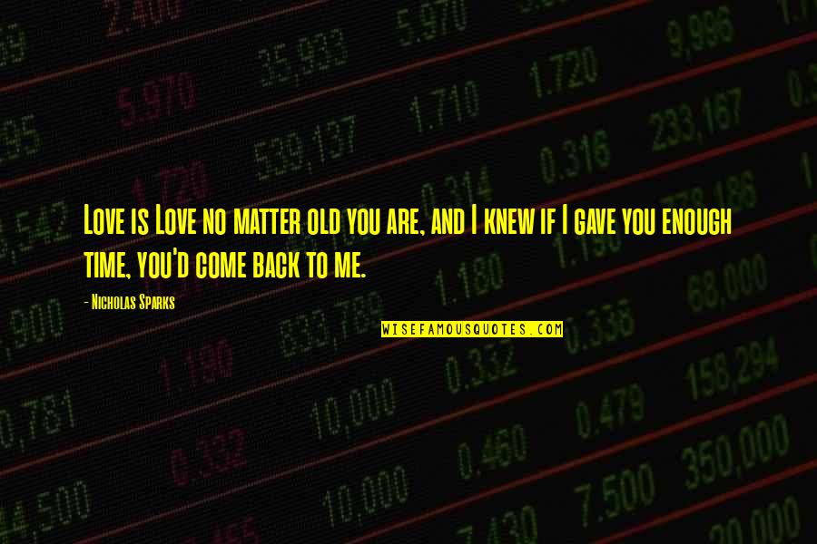 Everyone Has Forgotten Me Quotes By Nicholas Sparks: Love is Love no matter old you are, Everyone Has Forgotten Me Quotes By Nicholas Sparks: Love is Love no matter old you are,