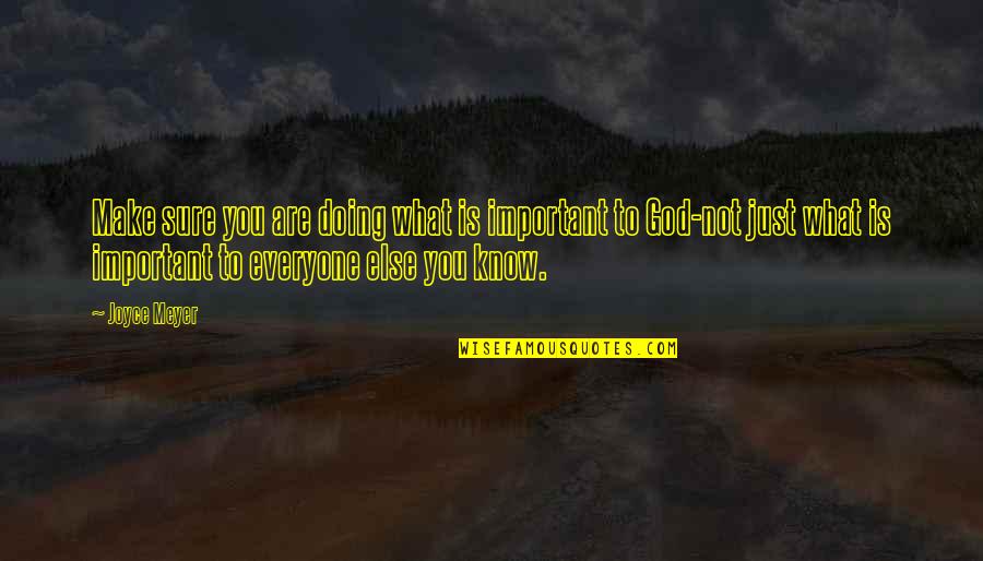 Everyone Important Quotes By Joyce Meyer: Make sure you are doing what is important