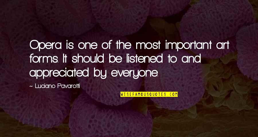 Everyone Important Quotes By Luciano Pavarotti: Opera is one of the most important art