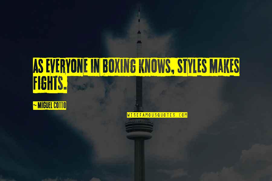 Everyone Knows Everyone Quotes By Miguel Cotto: As everyone in boxing knows, styles makes fights.
