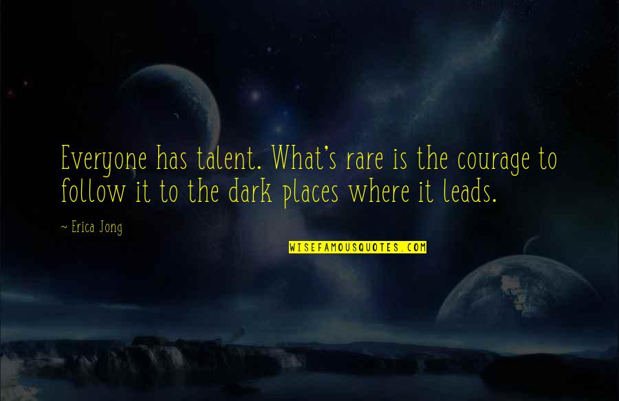 Everyone Leads Quotes By Erica Jong: Everyone has talent. What's rare is the courage