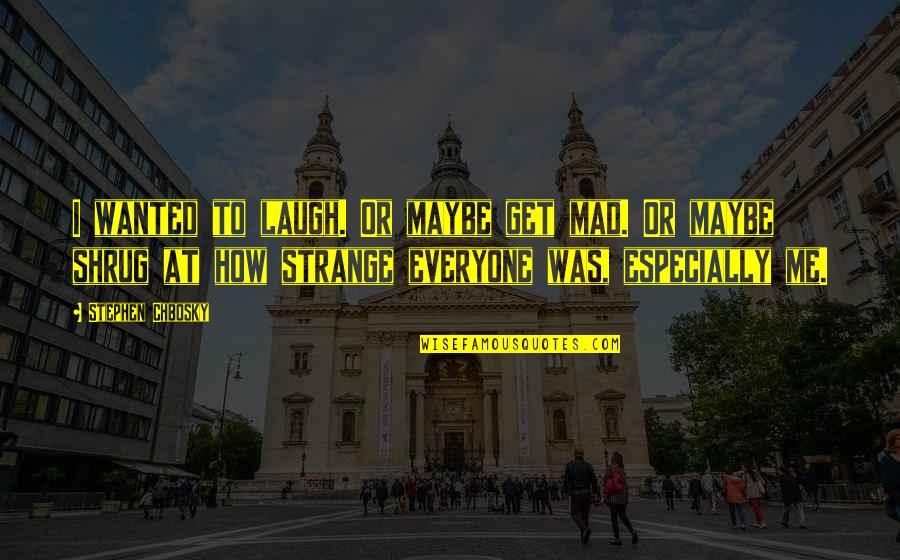 Everyone Mad At Me Quotes By Stephen Chbosky: I wanted to laugh. Or maybe get mad.