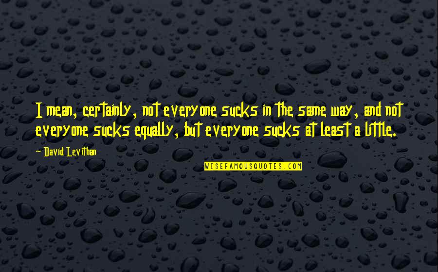 Everyone Not Same Quotes By David Levithan: I mean, certainly, not everyone sucks in the