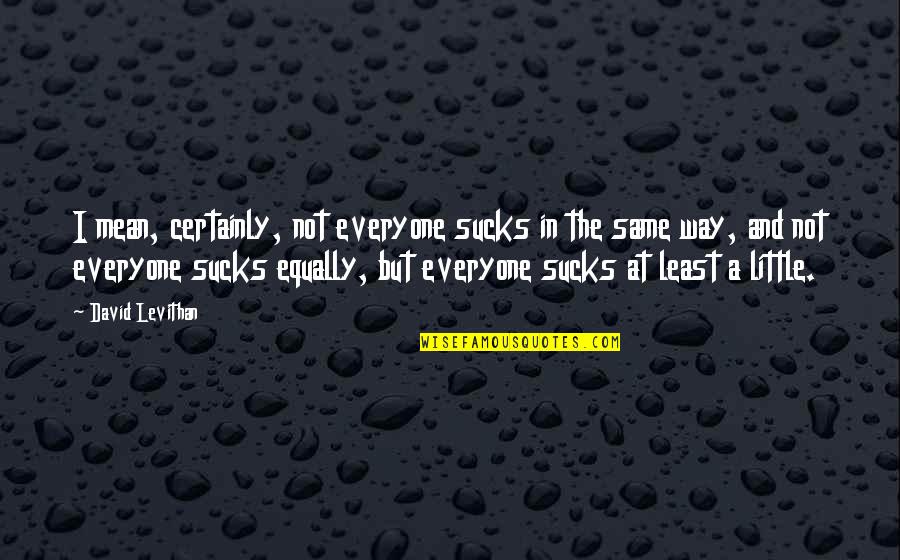Everyone Not The Same Quotes By David Levithan: I mean, certainly, not everyone sucks in the