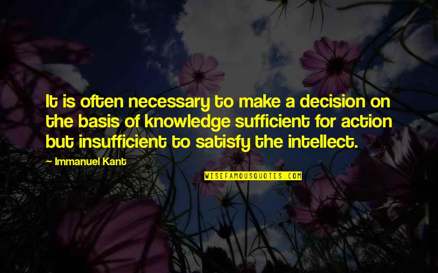 Everyone Turns Against Me Quotes By Immanuel Kant: It is often necessary to make a decision