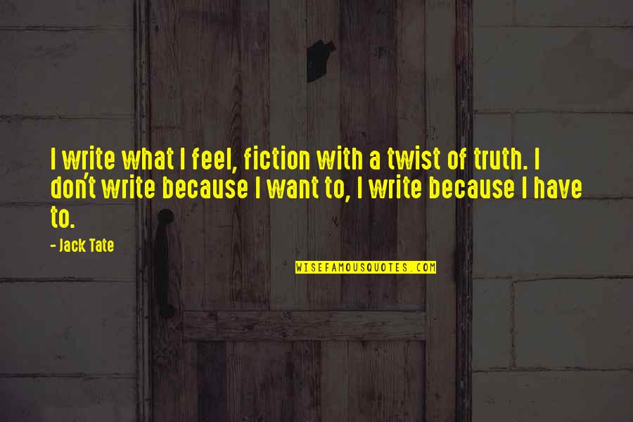 Everyone Wants Happiness Quotes By Jack Tate: I write what I feel, fiction with a Everyone Wants Happiness Quotes By Jack Tate: I write what I feel, fiction with a