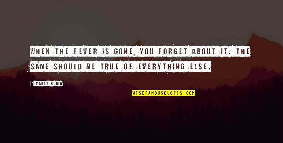 Everything About You Quotes By Marty Rubin: When the fever is gone, you forget about Everything About You Quotes By Marty Rubin: When the fever is gone, you forget about