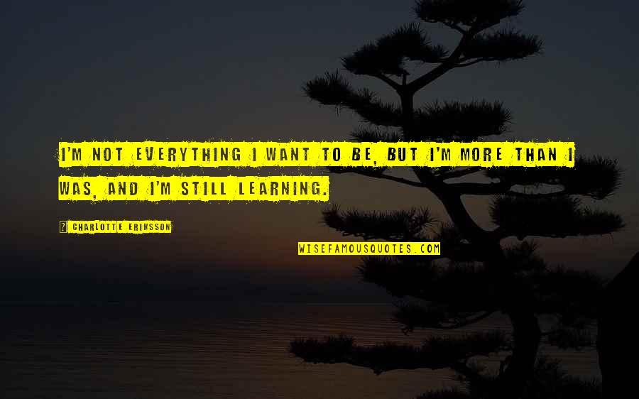Everything And More Quotes By Charlotte Eriksson: I'm not everything I want to be, but