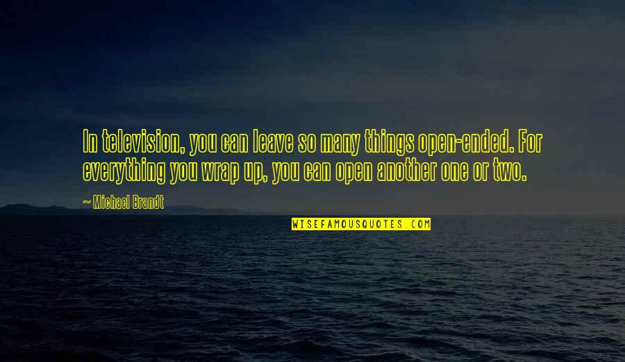 Everything Ended Quotes By Michael Brandt: In television, you can leave so many things