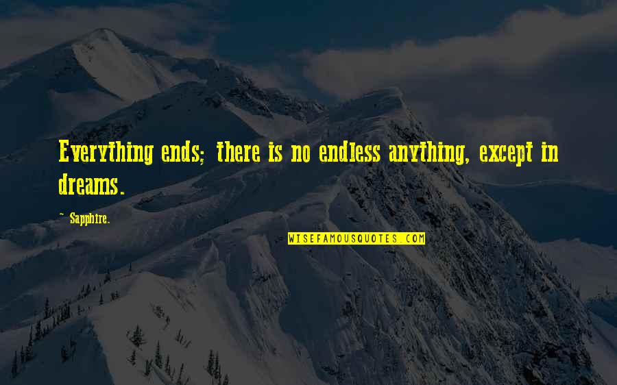 Everything Ends Quotes By Sapphire.: Everything ends; there is no endless anything, except