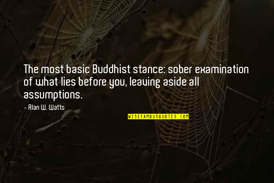 Everything Falling Apart Quotes By Alan W. Watts: The most basic Buddhist stance: sober examination of