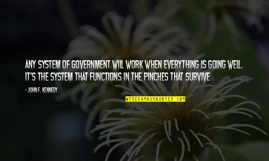 Everything Going Well Quotes By John F. Kennedy: Any system of government will work when everything Everything Going Well Quotes By John F. Kennedy: Any system of government will work when everything
