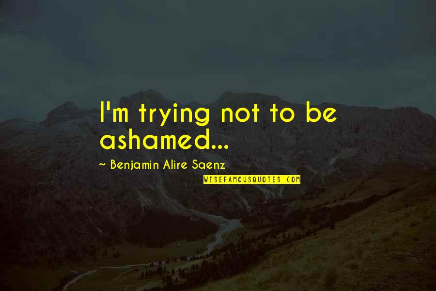 Everything Has Its Own Reason Quotes By Benjamin Alire Saenz: I'm trying not to be ashamed...